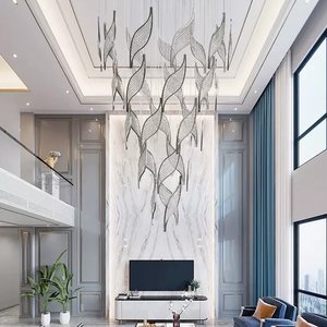 Modern Light Luxury Lift Empty Duplex Chandelier Villa Lift High Living Room Main Lamp Building Middle Floor Hollow Staircase
