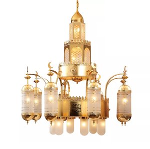 Royaleyes Isamic Antique Brass Classic Big Gold Plated Arabic Iron Masjid Lighting Islamic Chandelier Mosque Light OEM/ODM