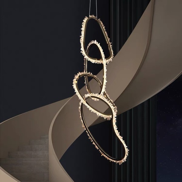 Triple Halo Penthouse — Residence chandelier installation in Hong Kong