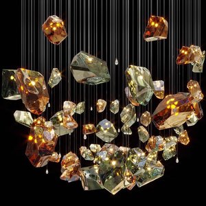 Nordic Restaurant K9 Crystal Chandeliers Large Customized Glass Leaf Special-shaped LED Pendant Lights Indoor Salon Decoration